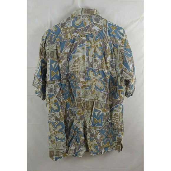 Maus Hoffman Mens Silk Shirt Medium Short Sleeve Button Front Multicolor Print - Picture 3 of 7